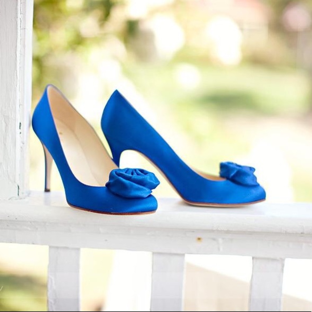 Kate Spade Karmen Cobalt Satin Rose Heels